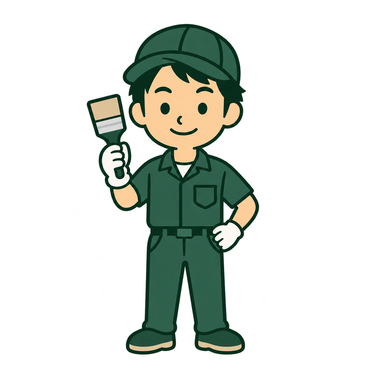 刷毛を持った男性職人のイメージキャラクター